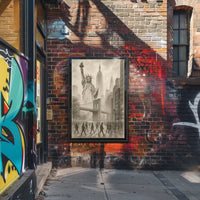 Surreal New York City Illustration Poster Vintage Wall Art