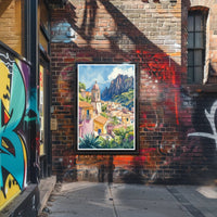 Serene Mediterranean Village Poster PosterGoat