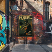 Pickleball Action Retro Sports Poster PosterGoat