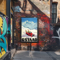 Vintage Winter Adventure in Gstaad Travel Poster PosterGoat