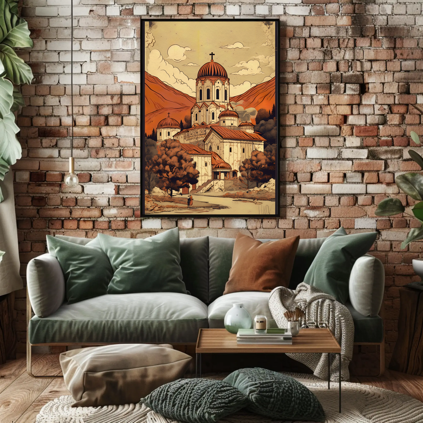 Orthodox Monastery Valley View In Fall Travel Poster