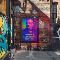 Grover Cleveland 24th President of the United States Neon Gradient Overlay Poster