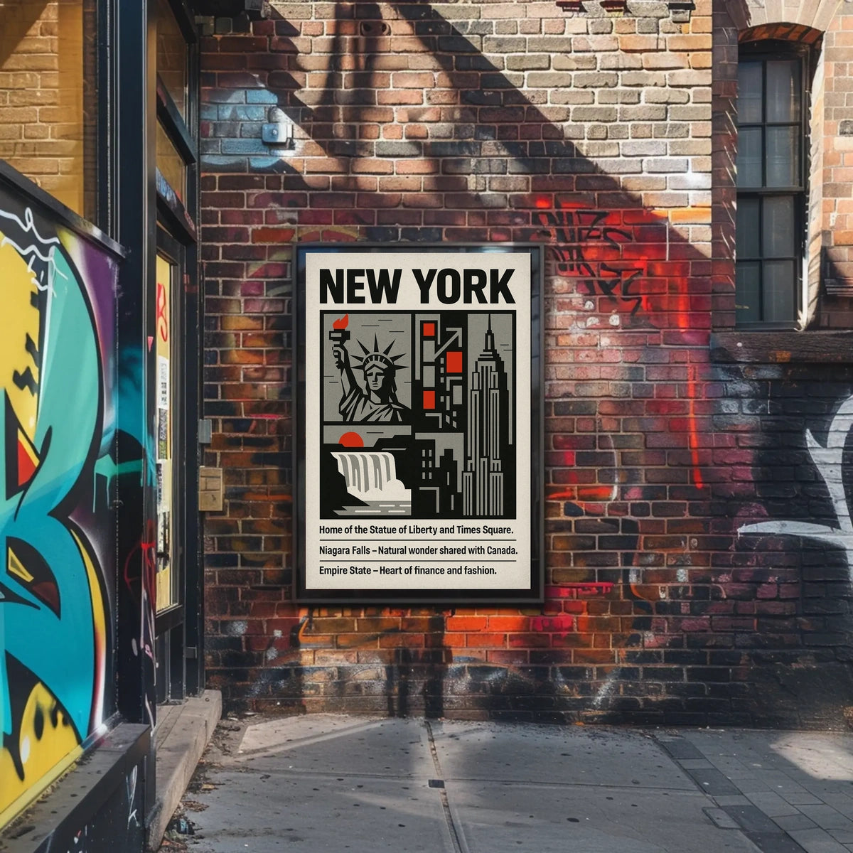 New York Landmarks Poster Modern Travel Skyline Wall Art