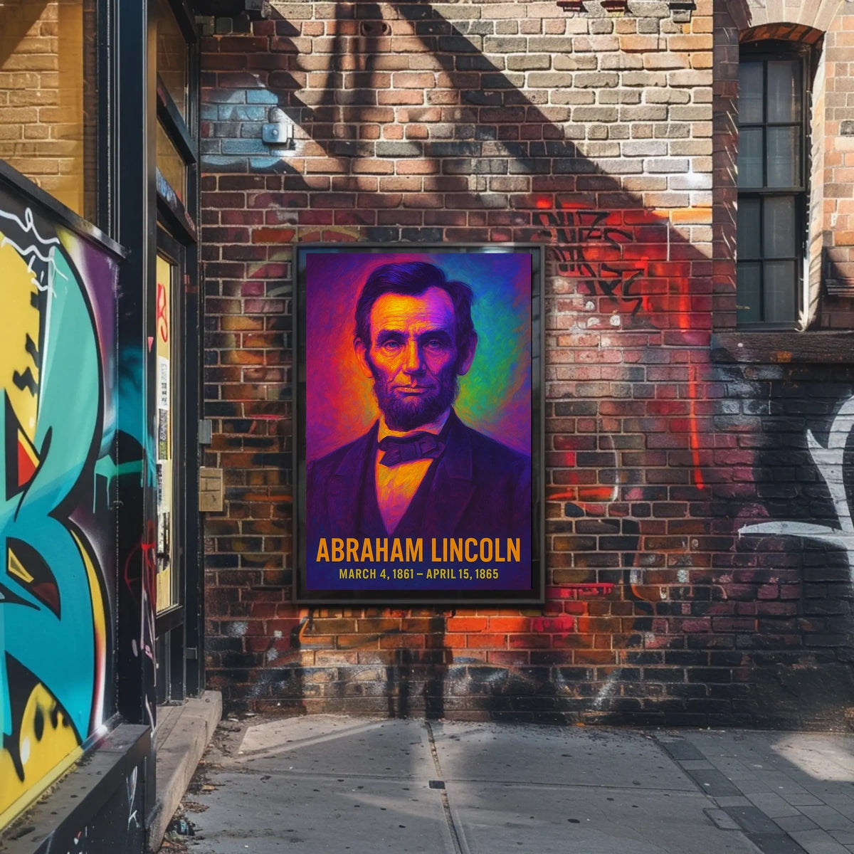 Abraham Lincoln 16th President of the United States Neon Gradient Overlay Poster