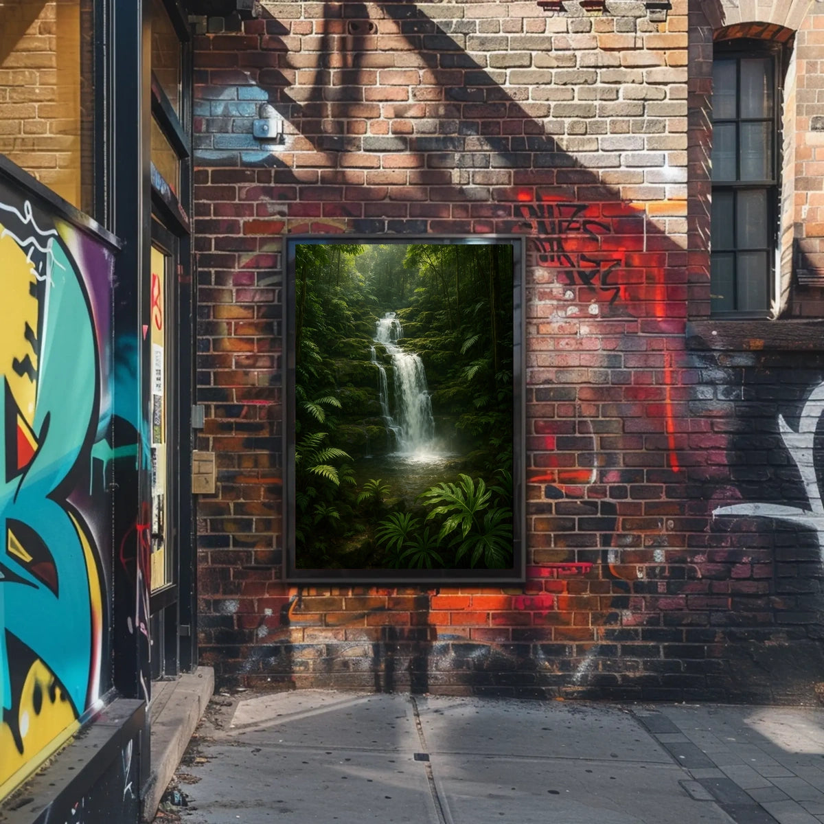 Serene Forest Waterfall Poster
