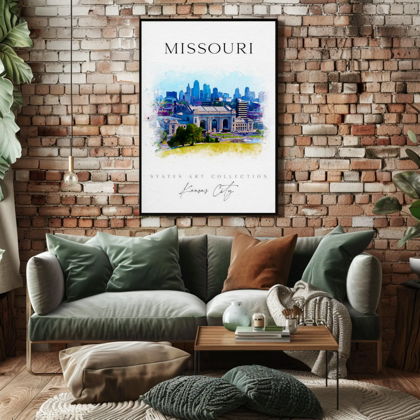 Kansas City Missouri Skyline Watercolor Poster Poster