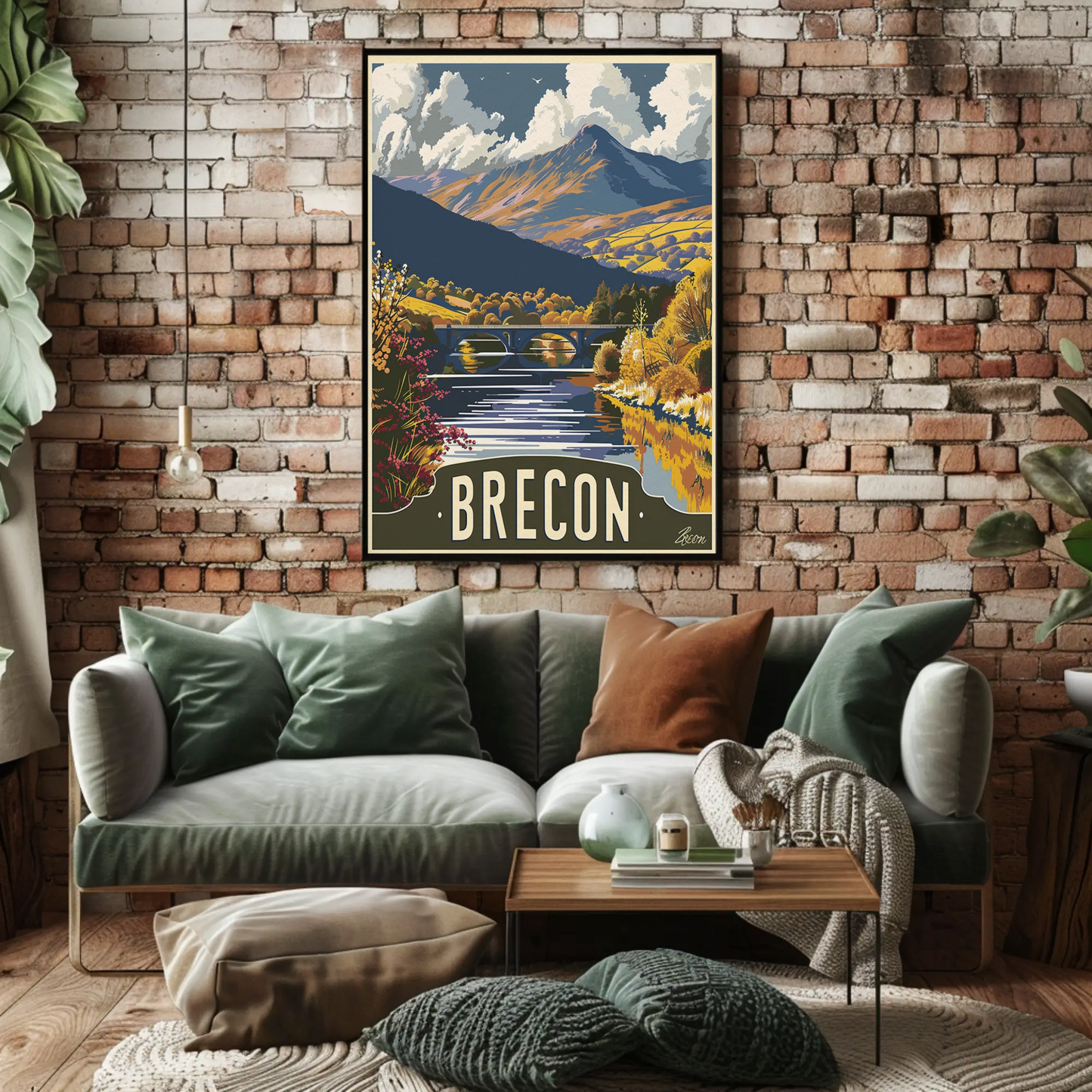 Brecon Mountain Bridge Autumn Valley View Travel Poster