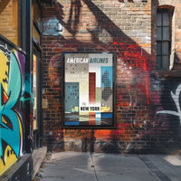 American Airlines New York City Poster Vintage Wall Art