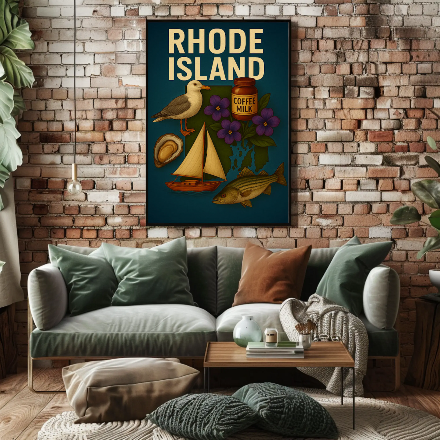 Rhode Island Icons Coffee Milk Sailboat State Pride Travel Poster Travel Poster