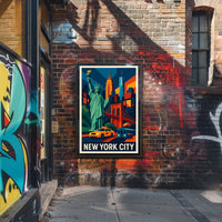 Iconic New York City Poster Vibrant Landmark Artwork Lovers