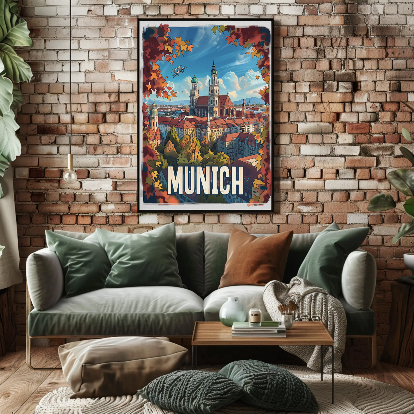 Munich Cathedral Autumn Germany Travel Poster