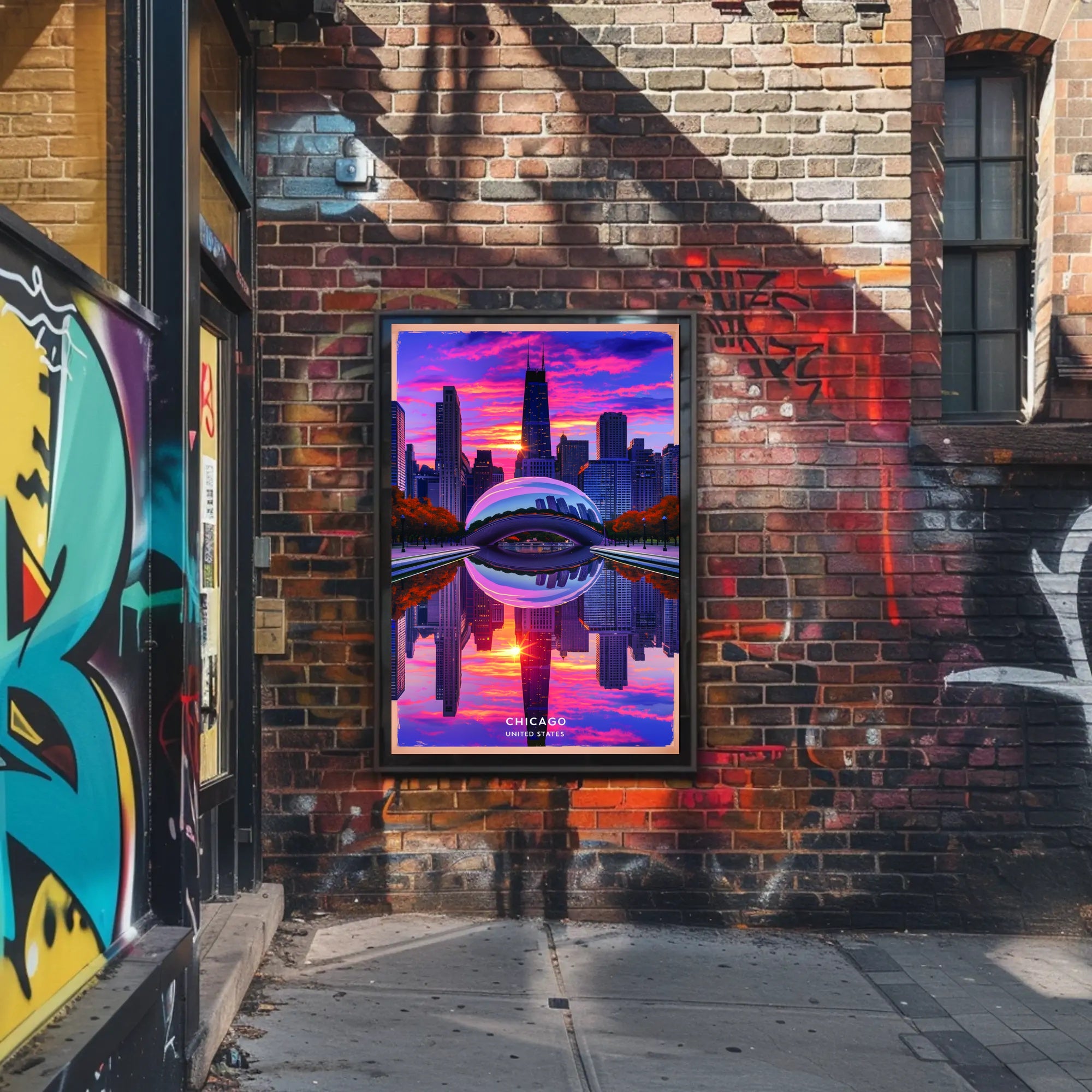 Chicago's Iconic Skyline at Sunset Poster