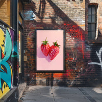 Strawberries in Geometric Design Abstract or Artistic Poster PosterGoat