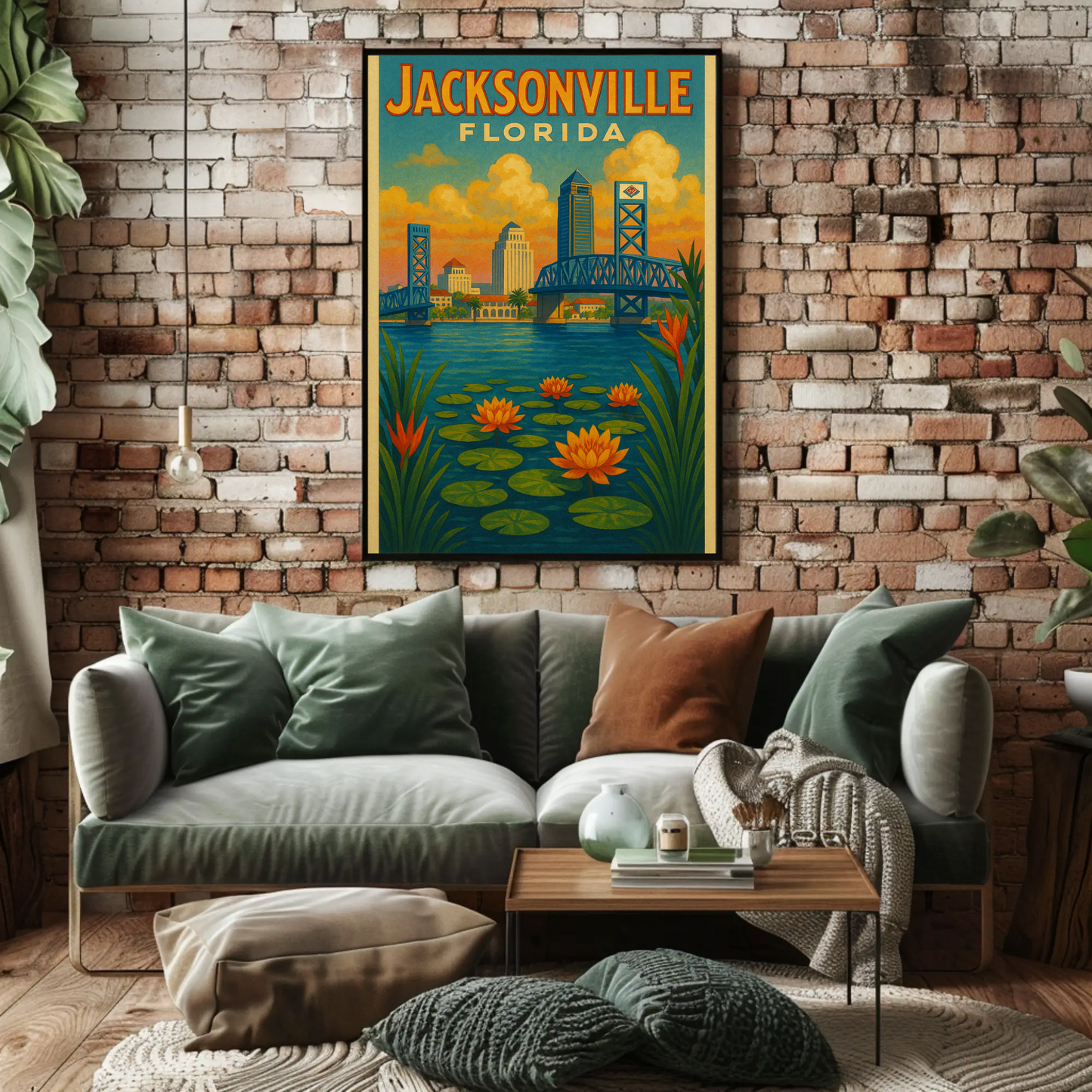 Jacksonville Florida Waterfront Travel Poster