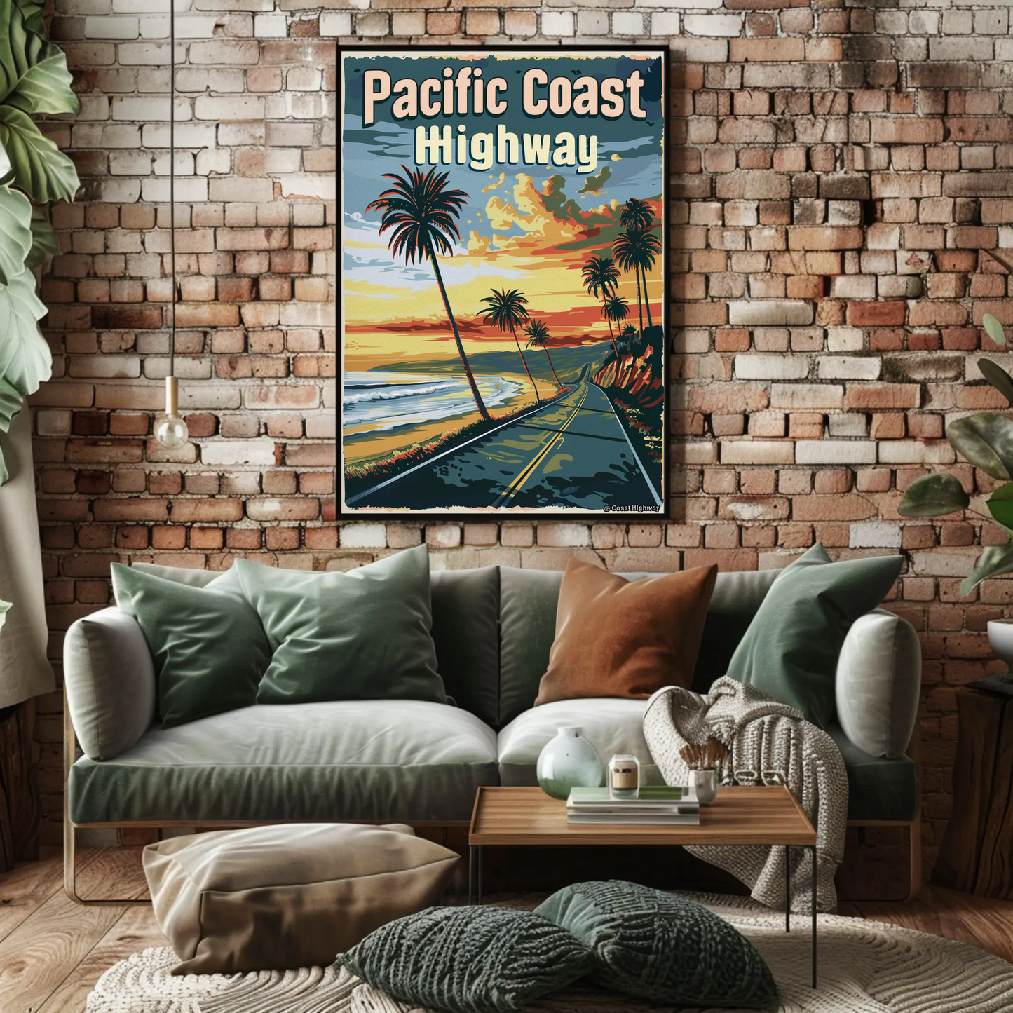 Pacific Coast Highway Sunset Scenic Ocean Drive Travel Poster