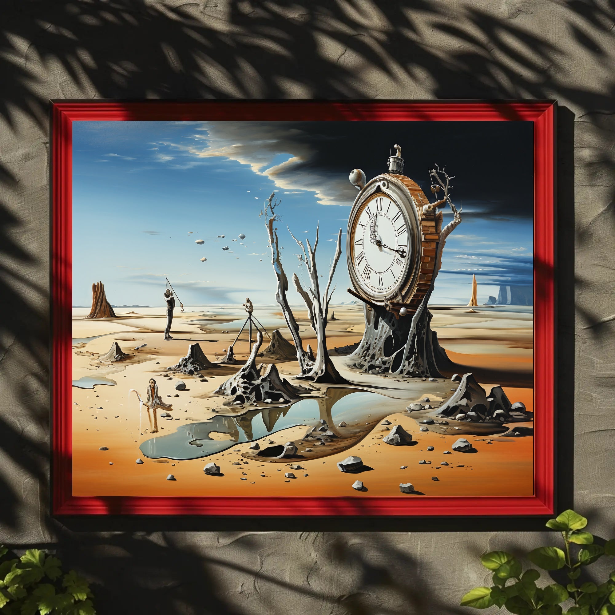 Surreal Landscape Art Poster with Pocket Watch and Nature Fusion