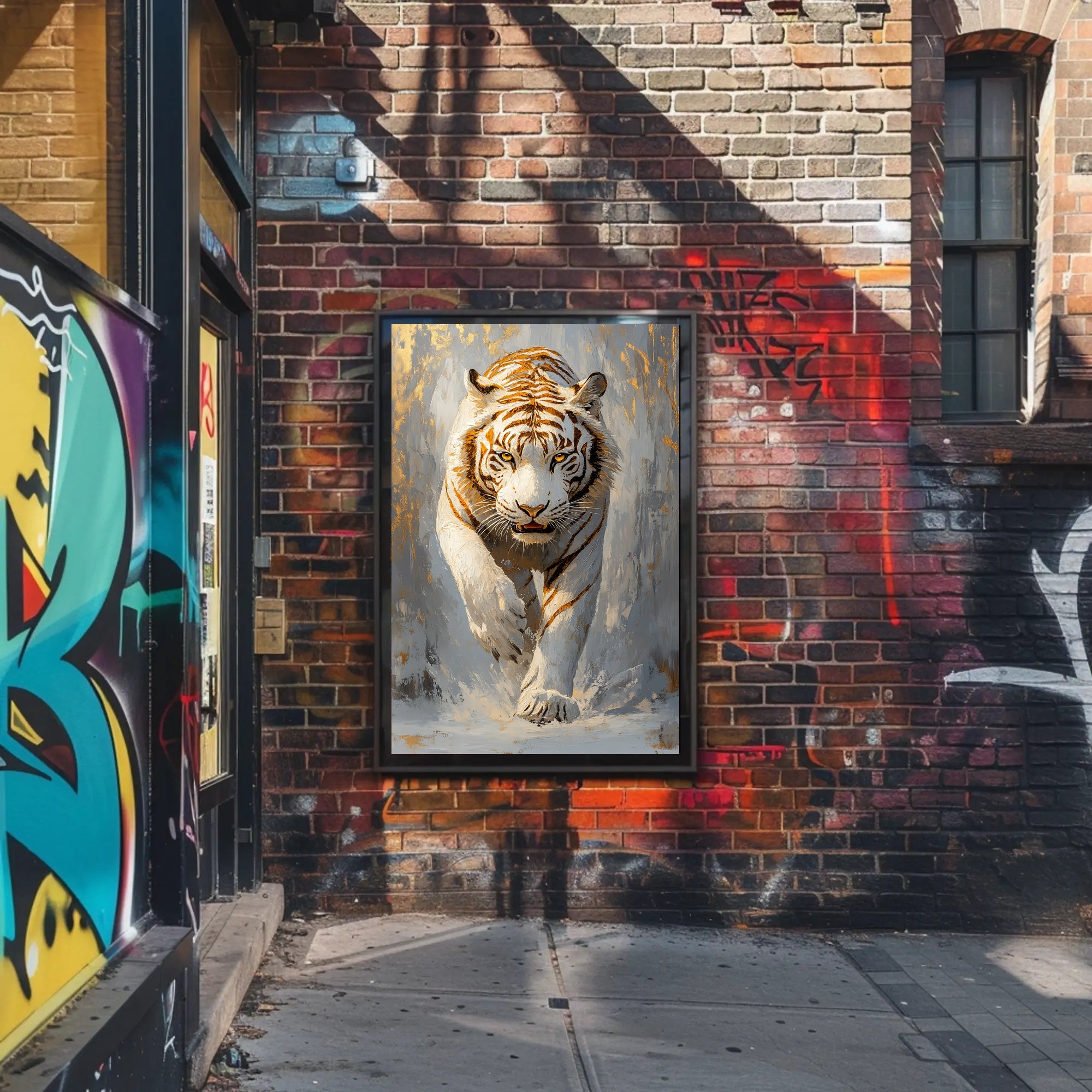 Majestic White Tiger Artistic Animal Poster