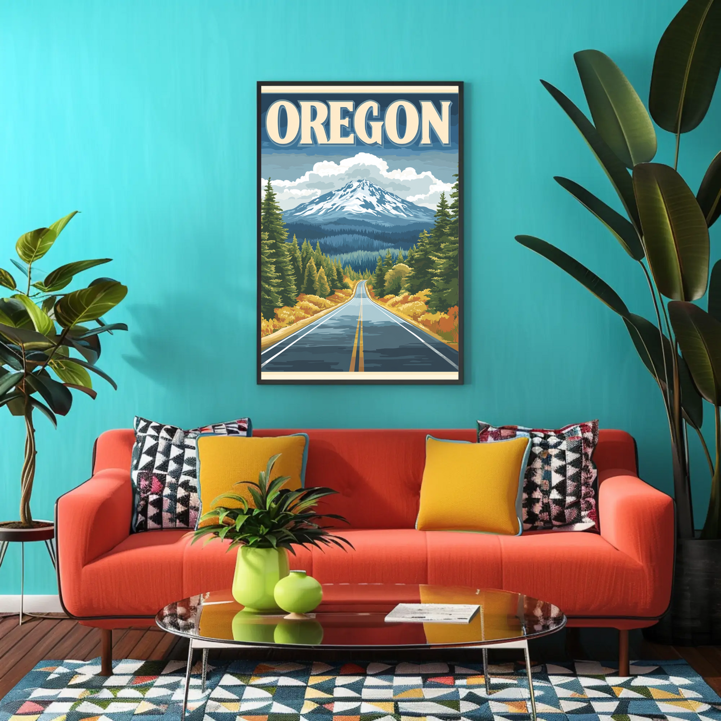 Oregon Vintage Poster - Scenic Mountain Road