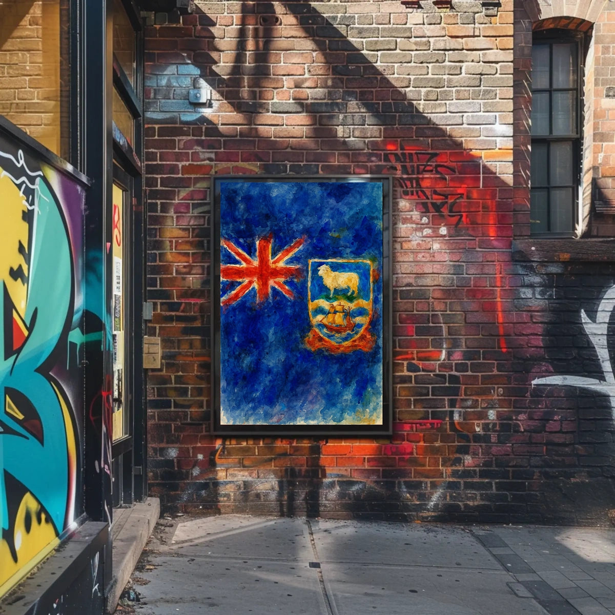 Falkland Islands Flag Watercolor Art Poster