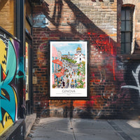 Vibrant Genova Street Scene Poster PosterGoat