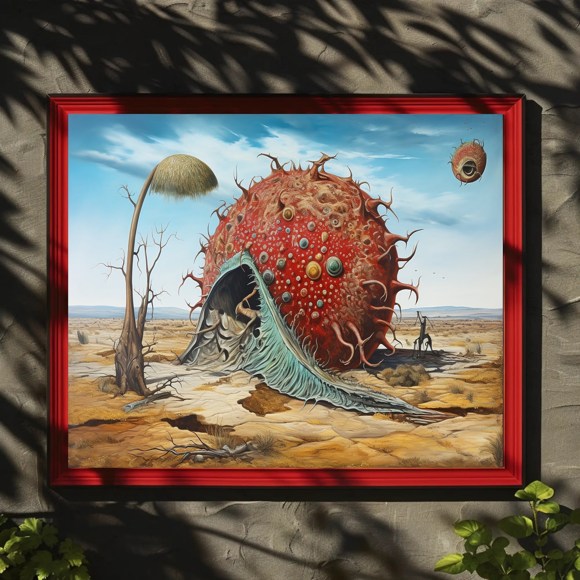 The poster presents a surreal, otherworldly landscape set in what appears to be Travel Poster