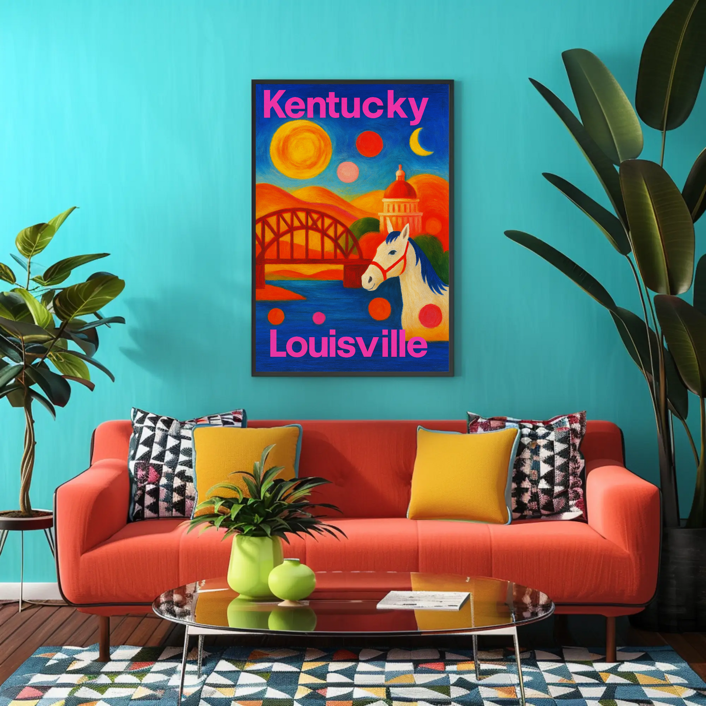 Louisville Kentucky Skyline Retro Vintage Travel Poster
