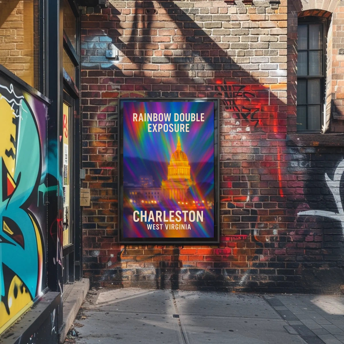 Rainbow Double Exposure Charleston Poster
