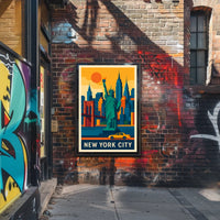 New York City Iconic Landmarks Poster Modern Wall Art