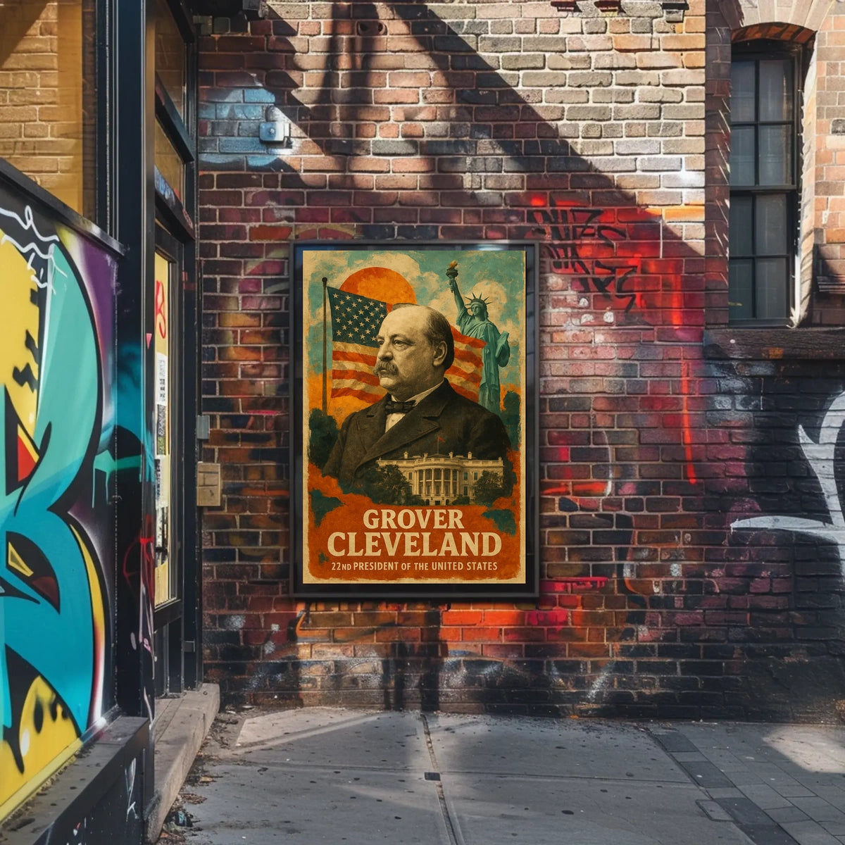 Grover Cleveland 22nd President of the United States Layered Digital Collage Poster