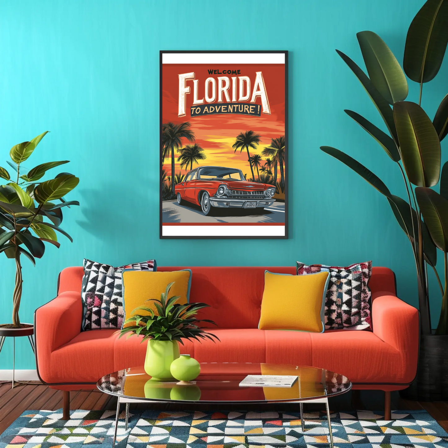 Florida Sunset Adventure Vintage Travel Poster
