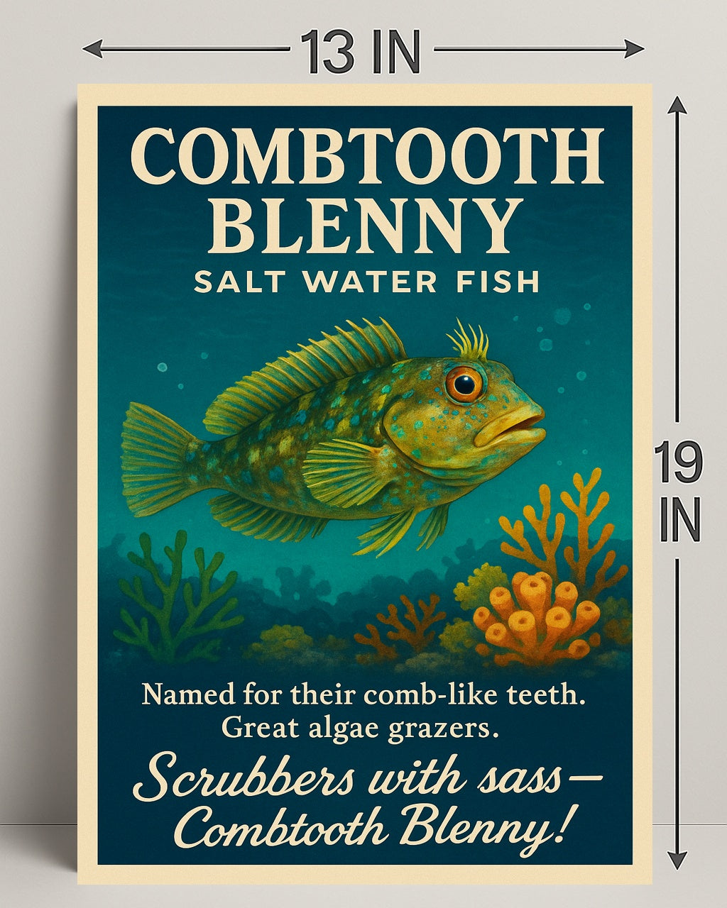 Combtooth Blenny Saltwater Fish Poster Art PosterGoat
