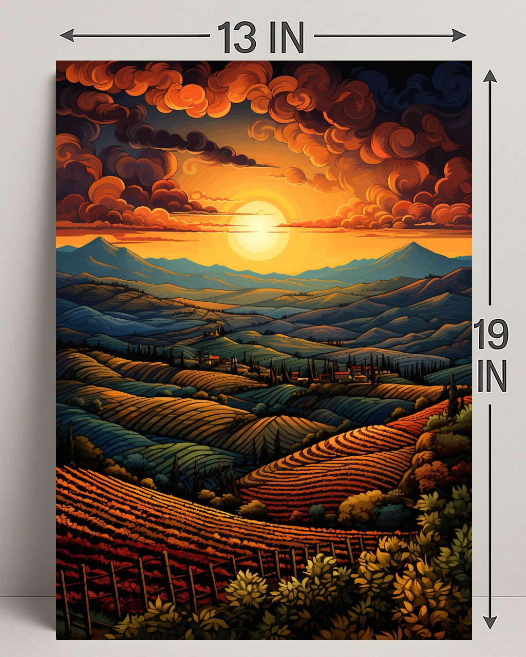 Sunset Over Rolling Hills Poster