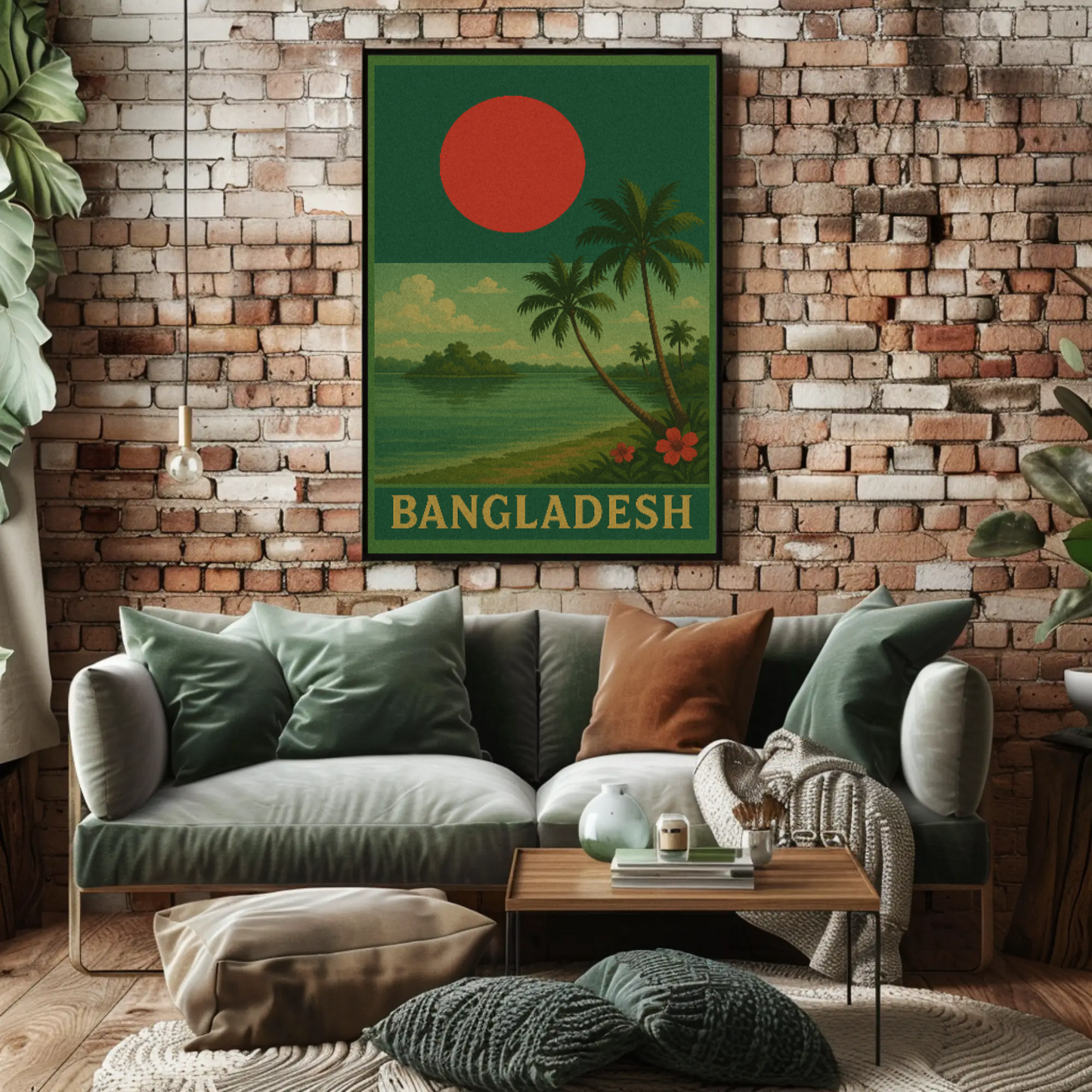 Bangladesh Tropical Landscape Vintage Travel Poster