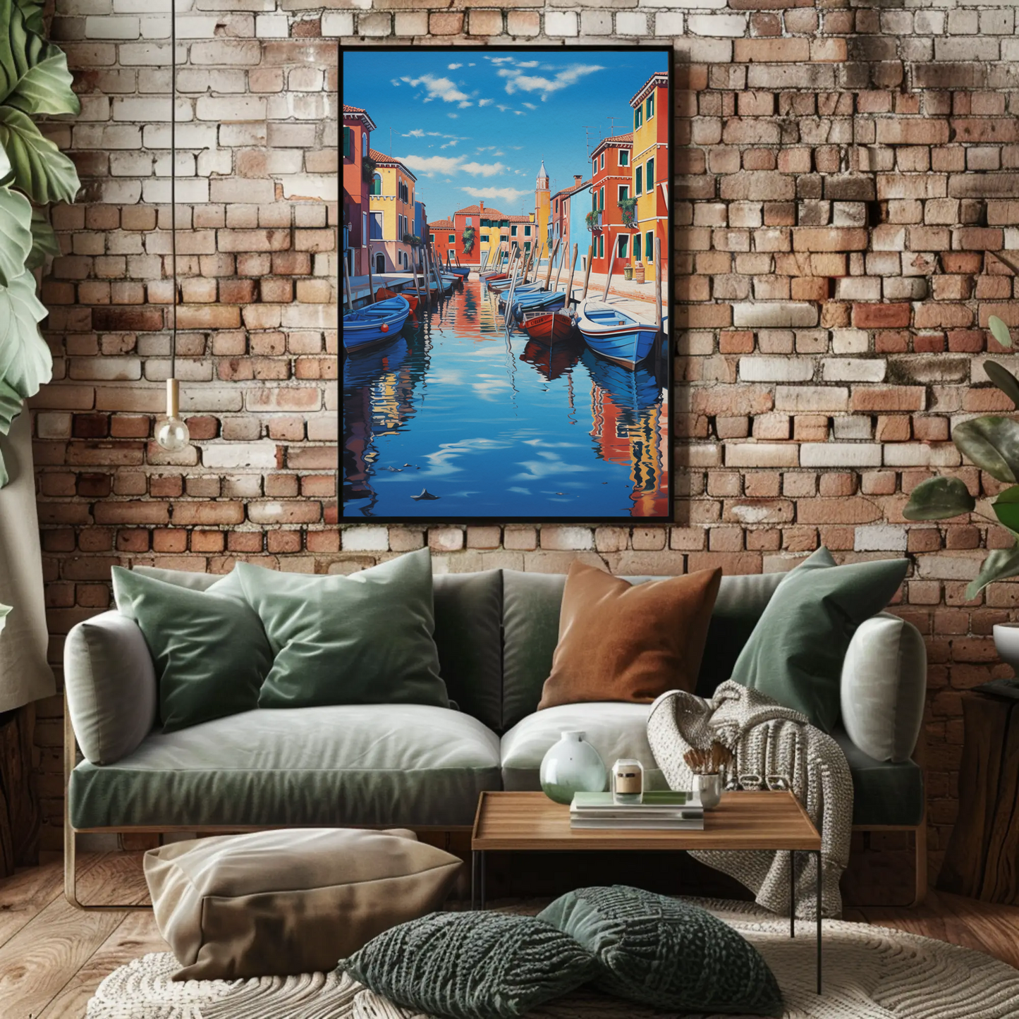Venetian Canal Boats Italy Colorful Reflections Travel Poster