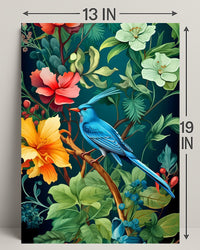 Tropical Bird and Flowers Vibrant Art Animal Poster