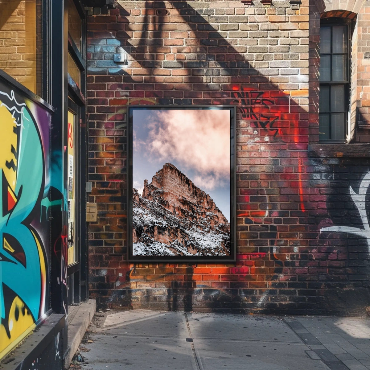 Majestic Snow-Capped Mountain Photorealistic Art Poster