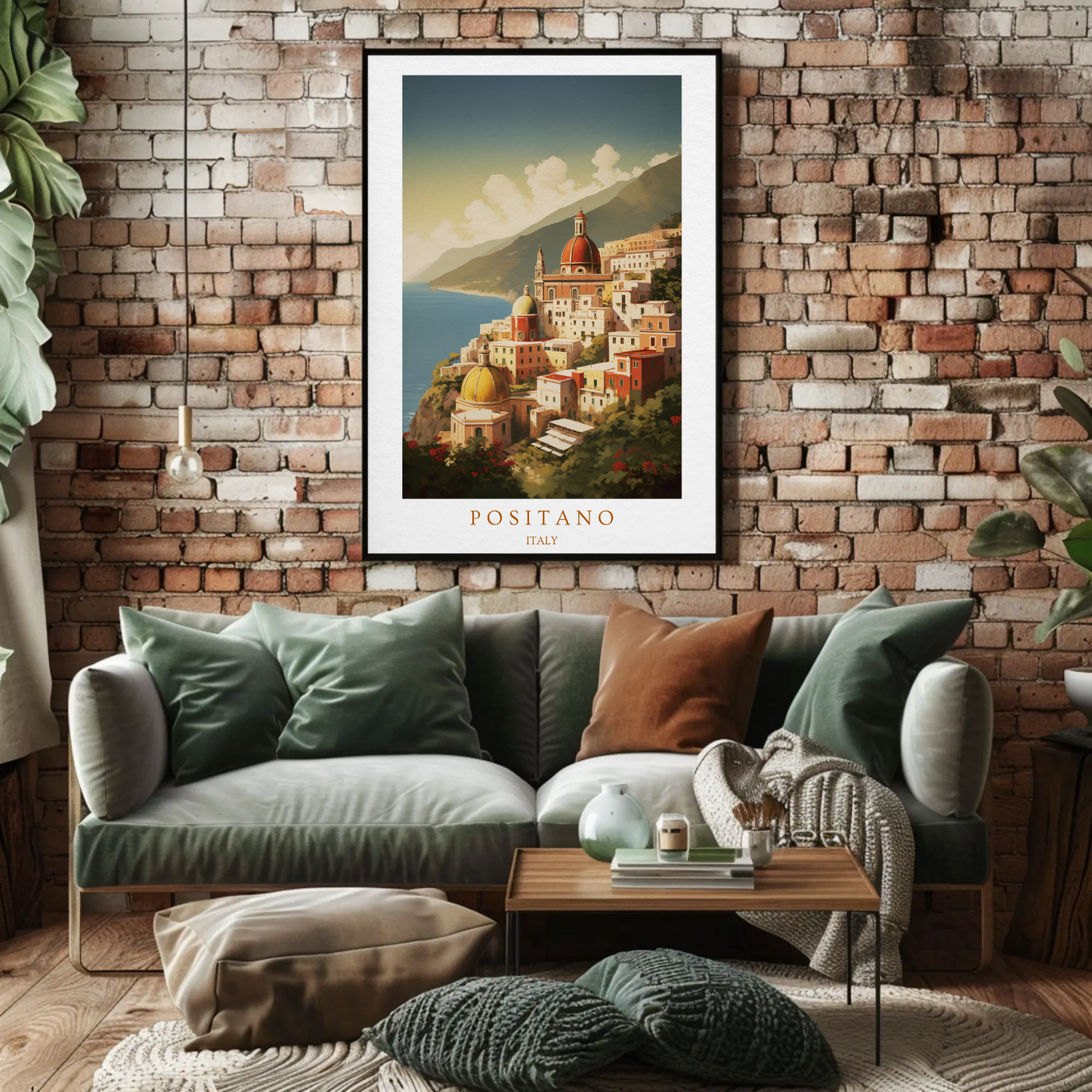 Positano Italy Coastal Village Sunset Travel Poster