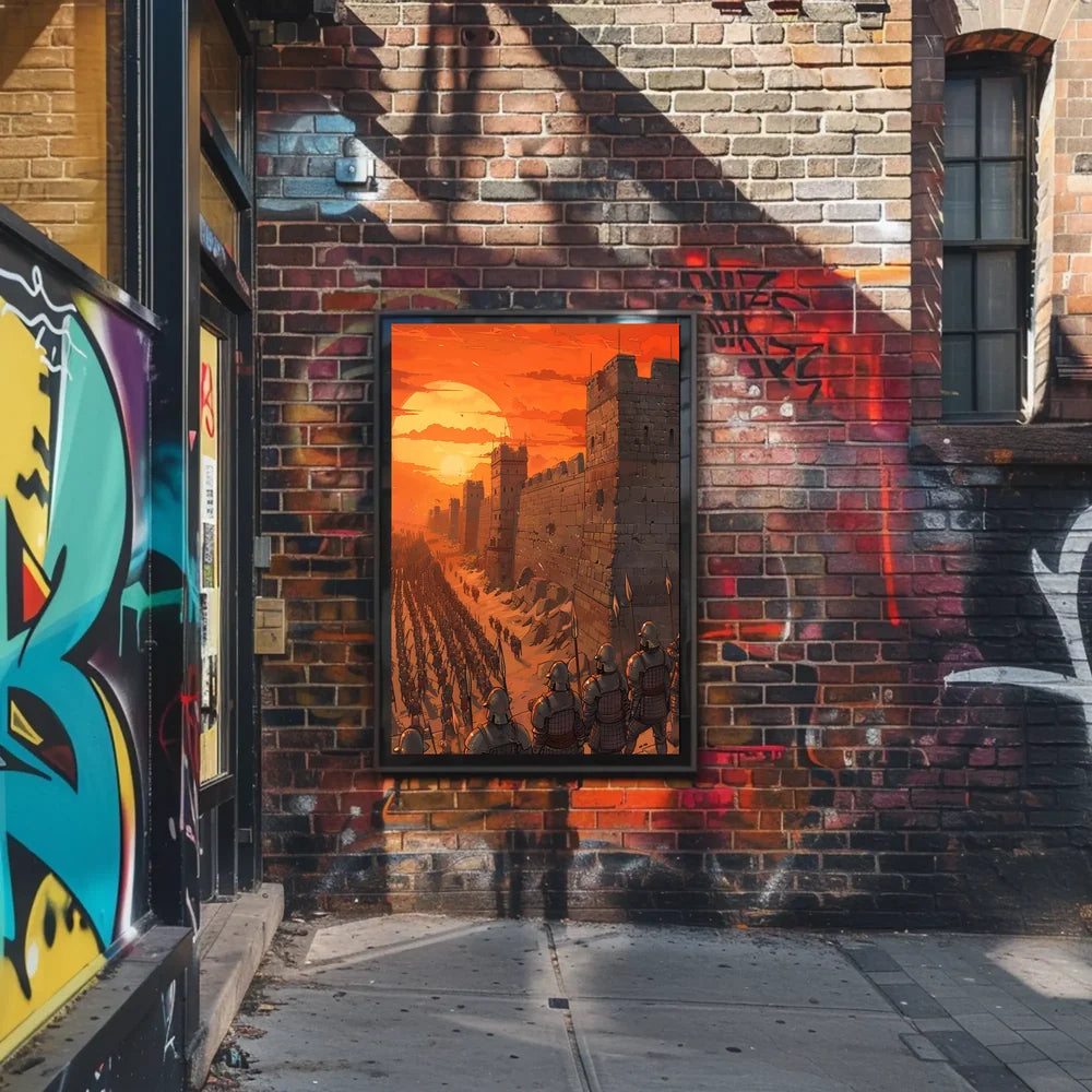 Medieval Army Marching at Sunset Epic Poster