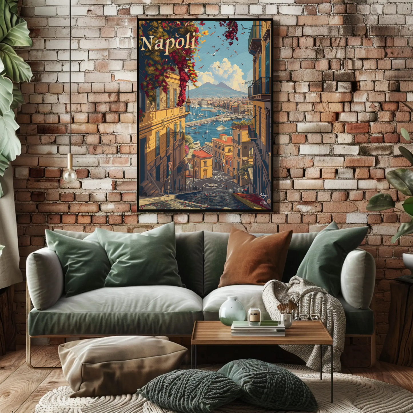 Napoli Bay and Mount Vesuvius Travel Poster