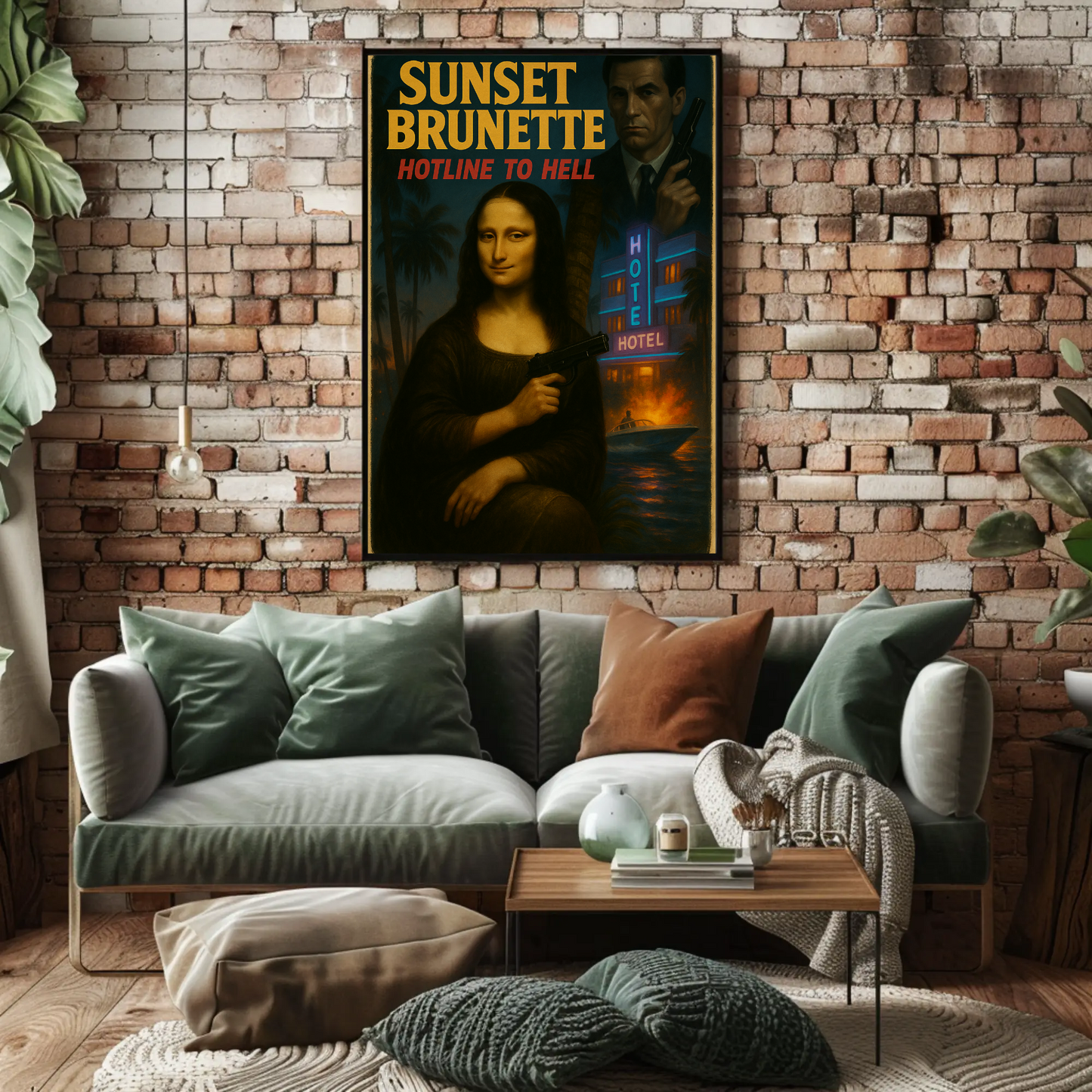 Sunset Brunette Mona Lisa Parody Noir Action Art Movie Poster