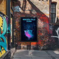 Futuristic Neon Niagara Falls Art Print - Futuristic Sci-Fi Poster