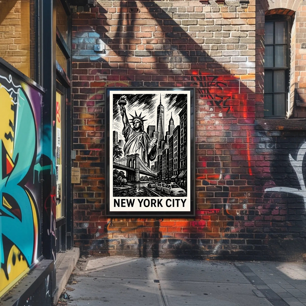 Iconic New York City Poster Monochrome Skyline For NYC Home