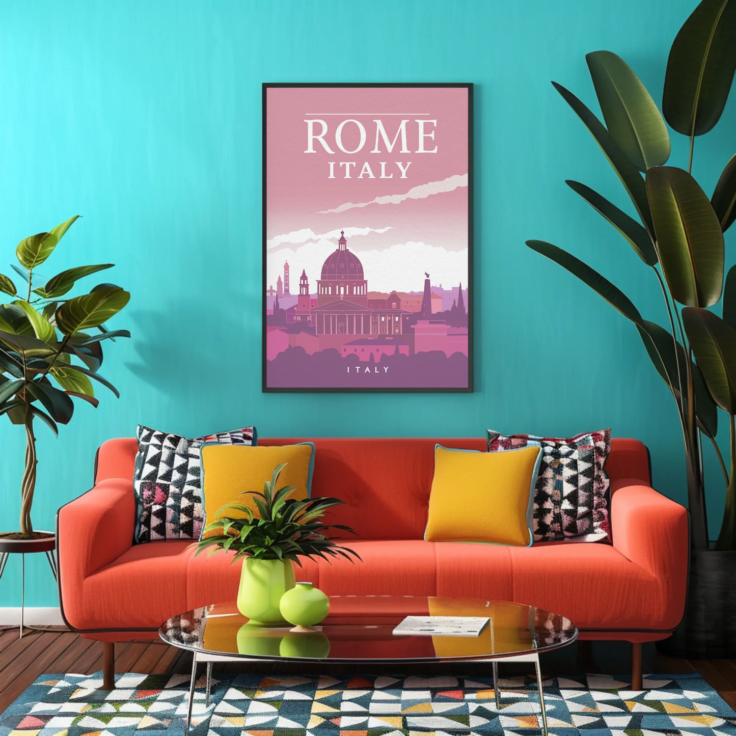 Rome: Cityscape in Pink Hues