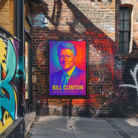 Bill Clinton 42nd President of the United States Neon Gradient Overlay Poster