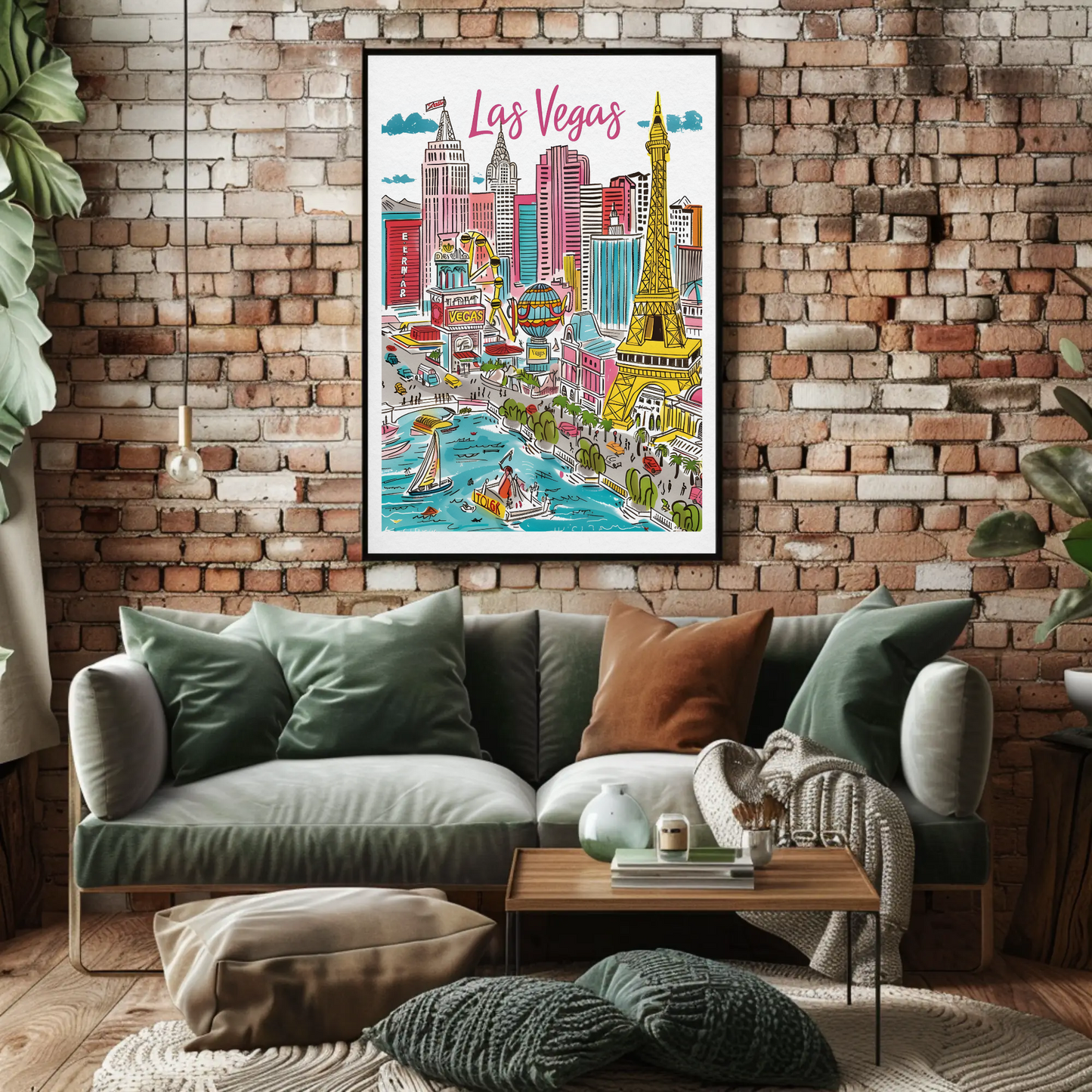 Las Vegas Nevada Bright Lights City Skyline Travel Poster