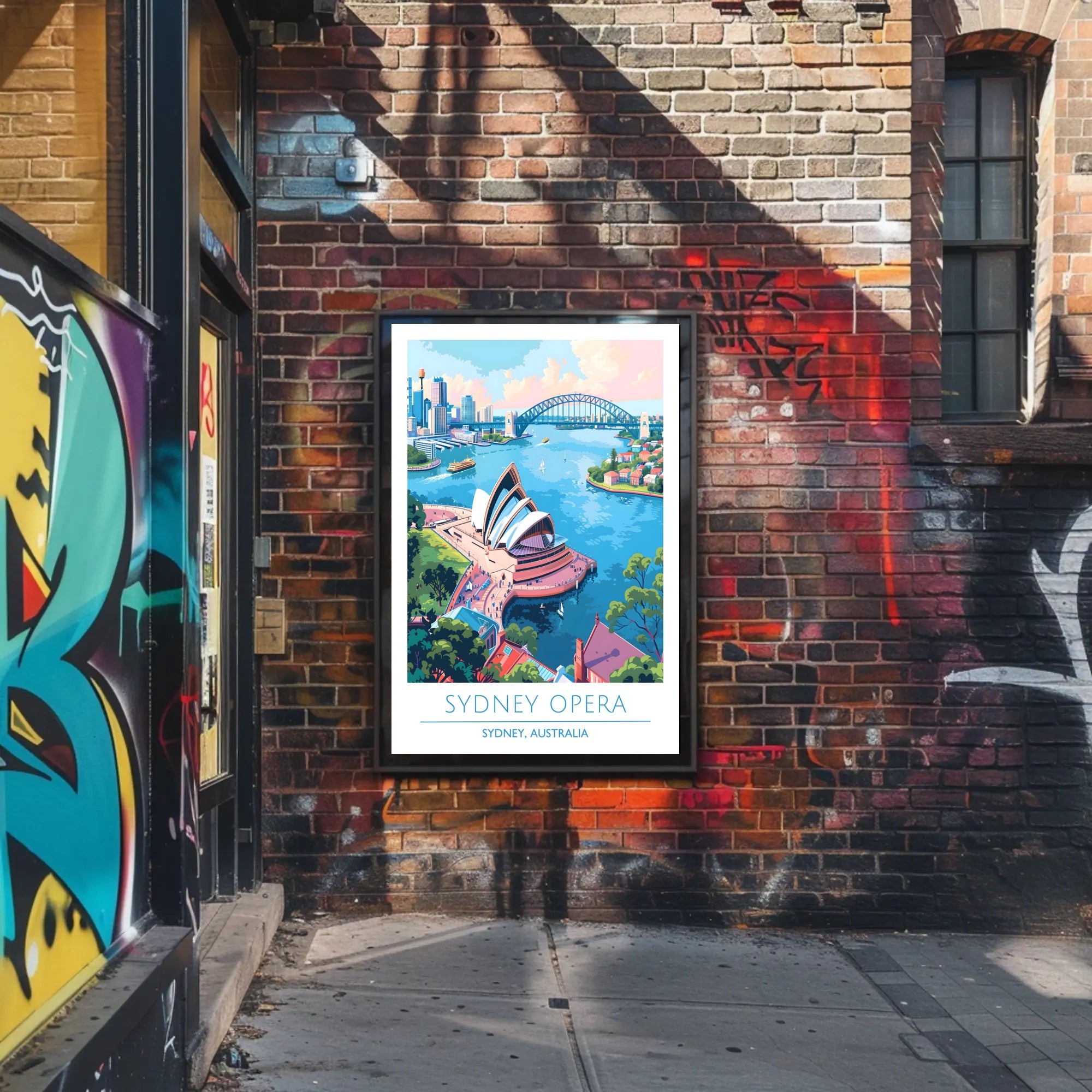 Sydney Opera House and Harbour Bridge Vintage Travel Poster