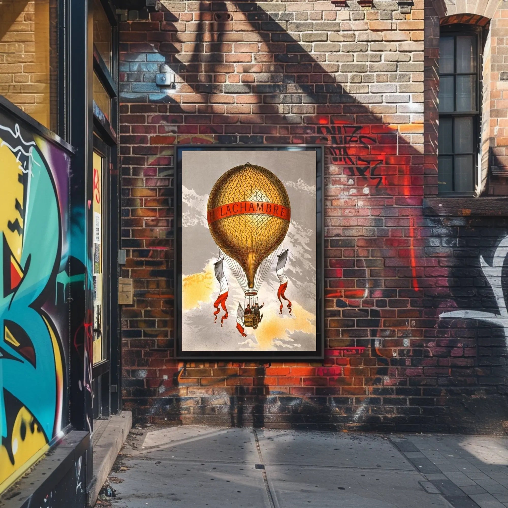 Vintage Hot Air Balloon Illustration Poster PosterGoat