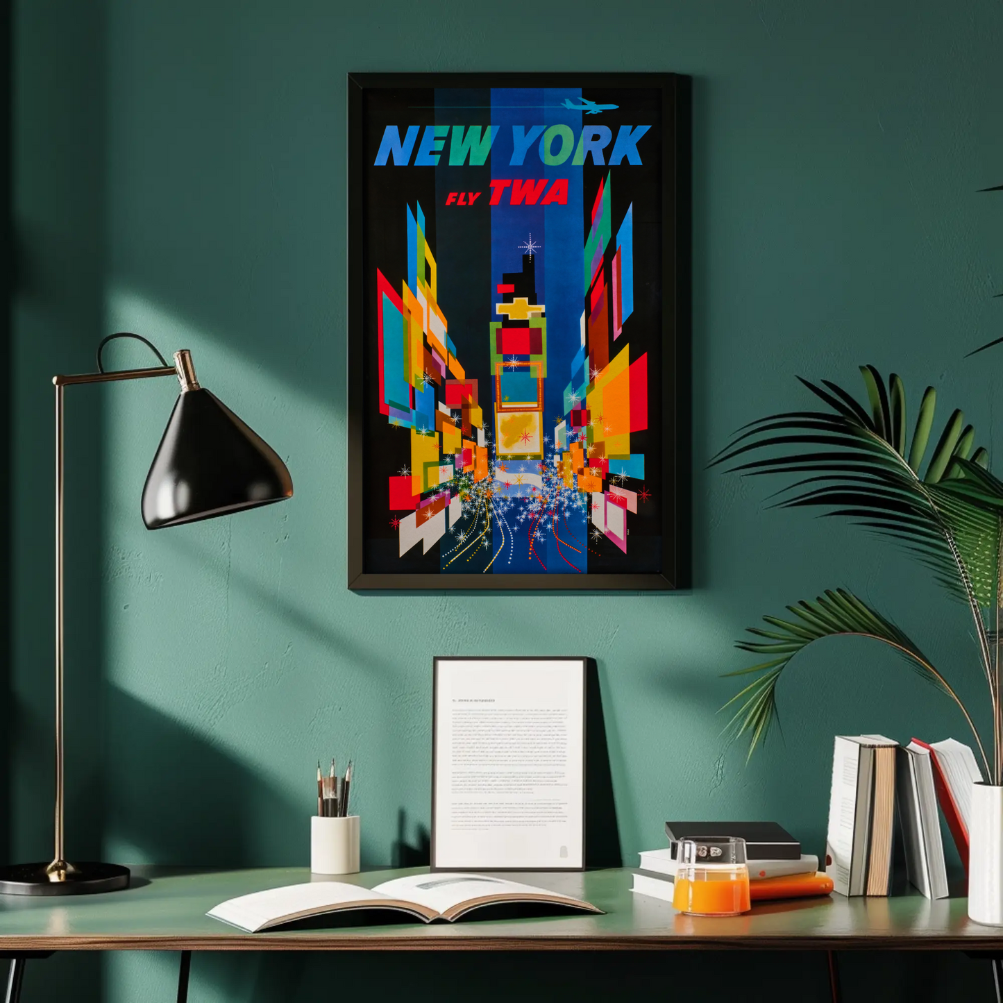 1960s New York Times Square TWA Vintage Style Travel Poster
