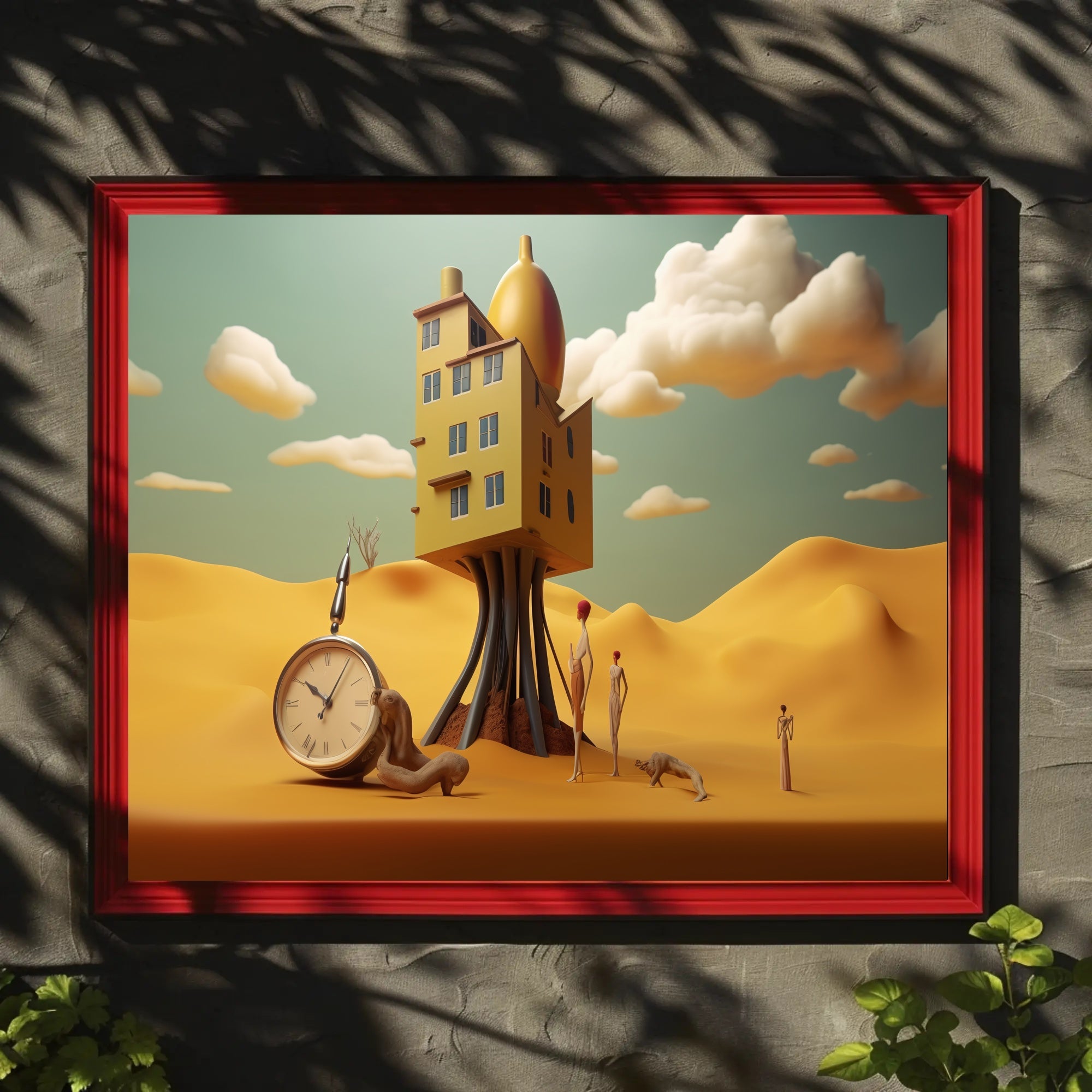 Surreal Dreamlike Landscape with Elevated House Artistic Poster