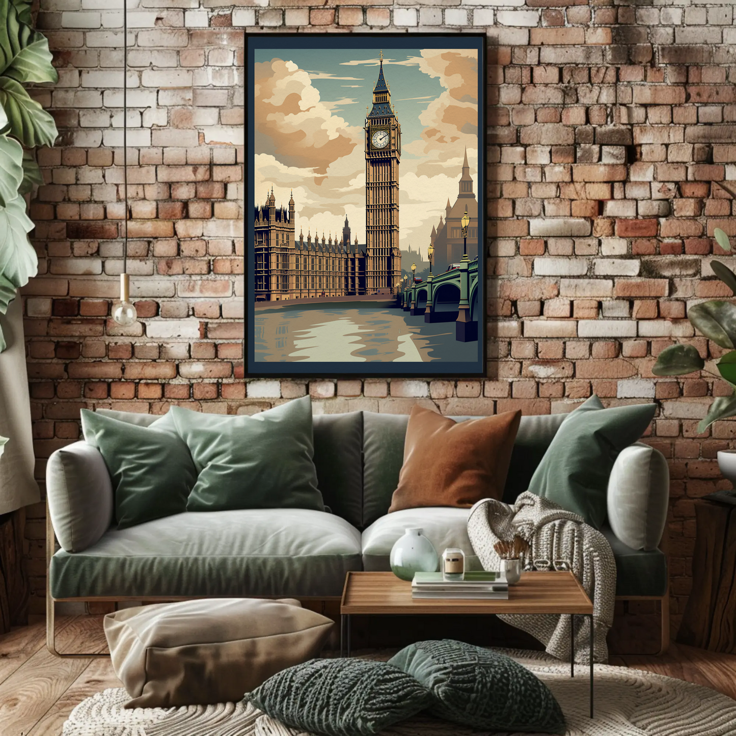 London Big Ben Westminster Bridge River Thames Travel Poster